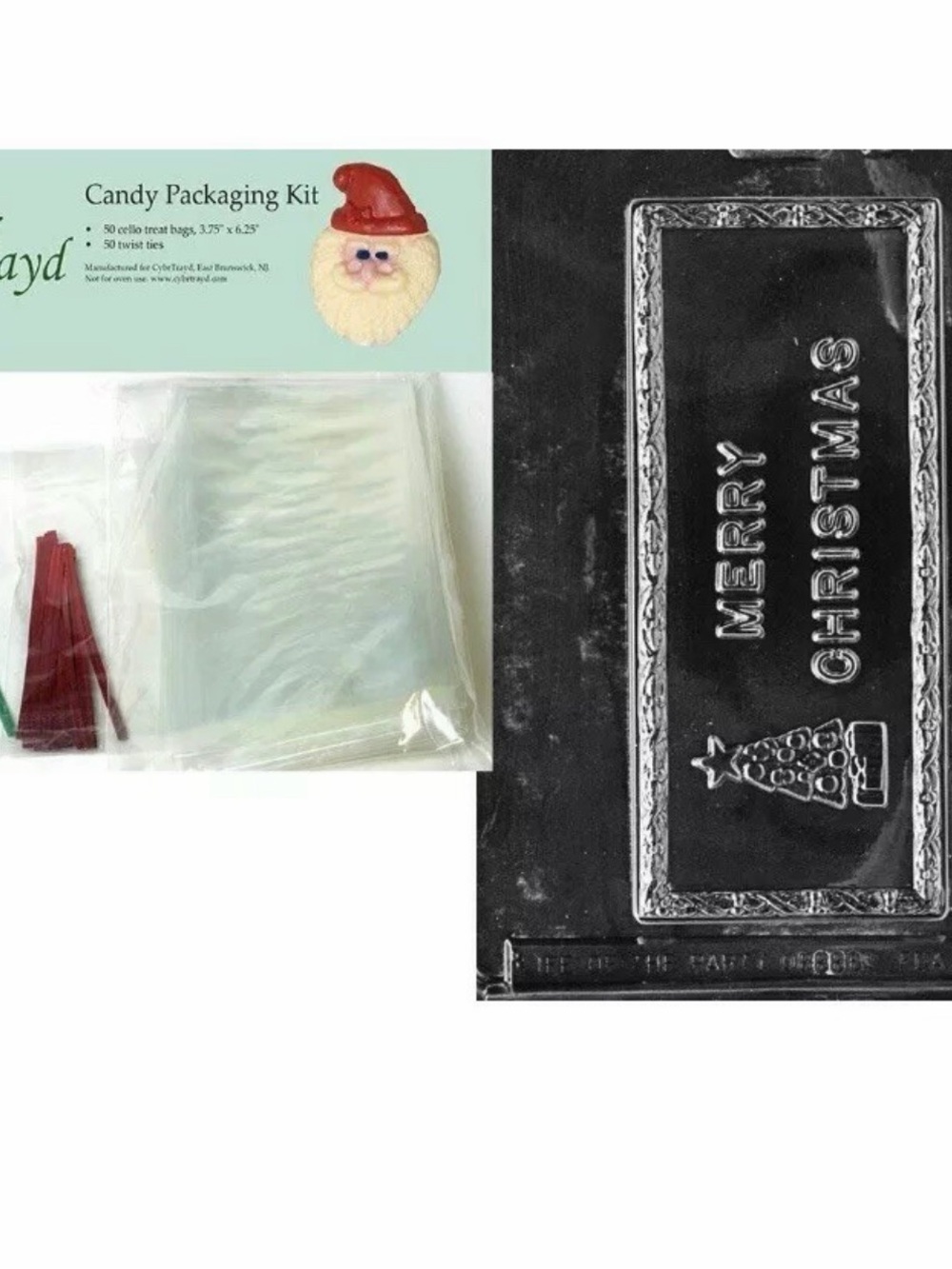 Cybrtrayd Life of the Party Merry Christmas Card Chocolate Mold 50 Bags 50 Ties